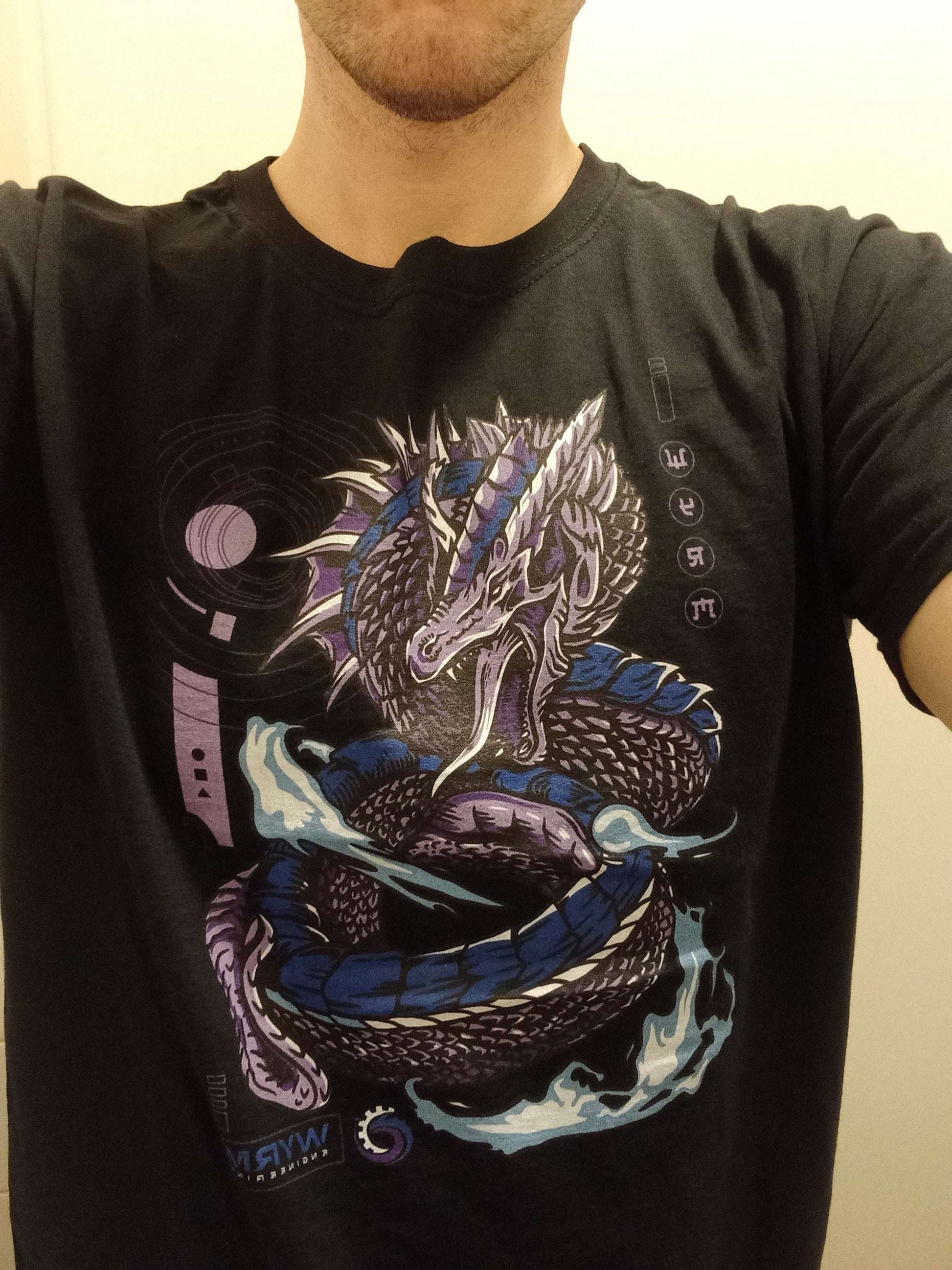 Flaming wyrm anime themed unisex organic cotton t-shirt