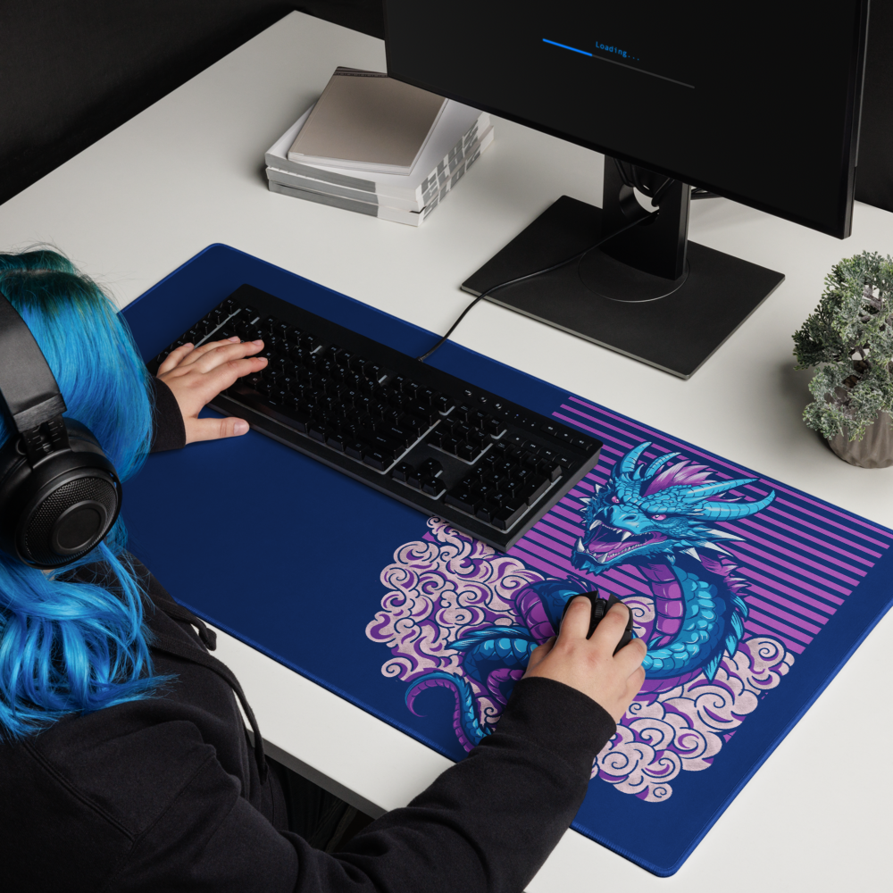 Anime styled Wyrm dragon large gaming mouse pad