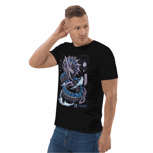 Flaming wyrm anime themed unisex organic cotton t-shirt