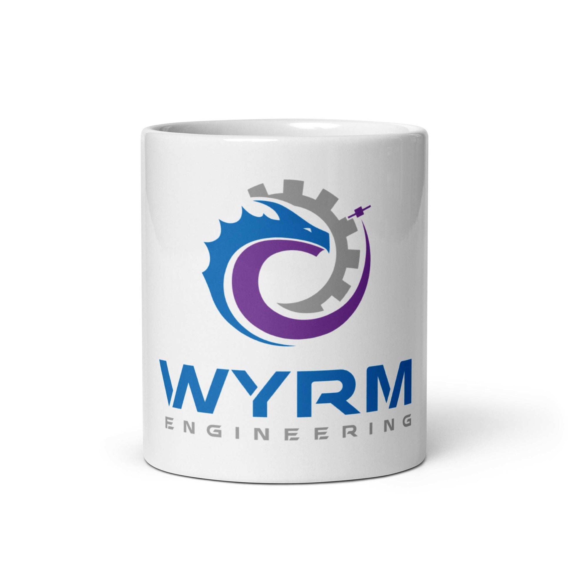 wyrm engineering logo white glossy coffee drinking mug