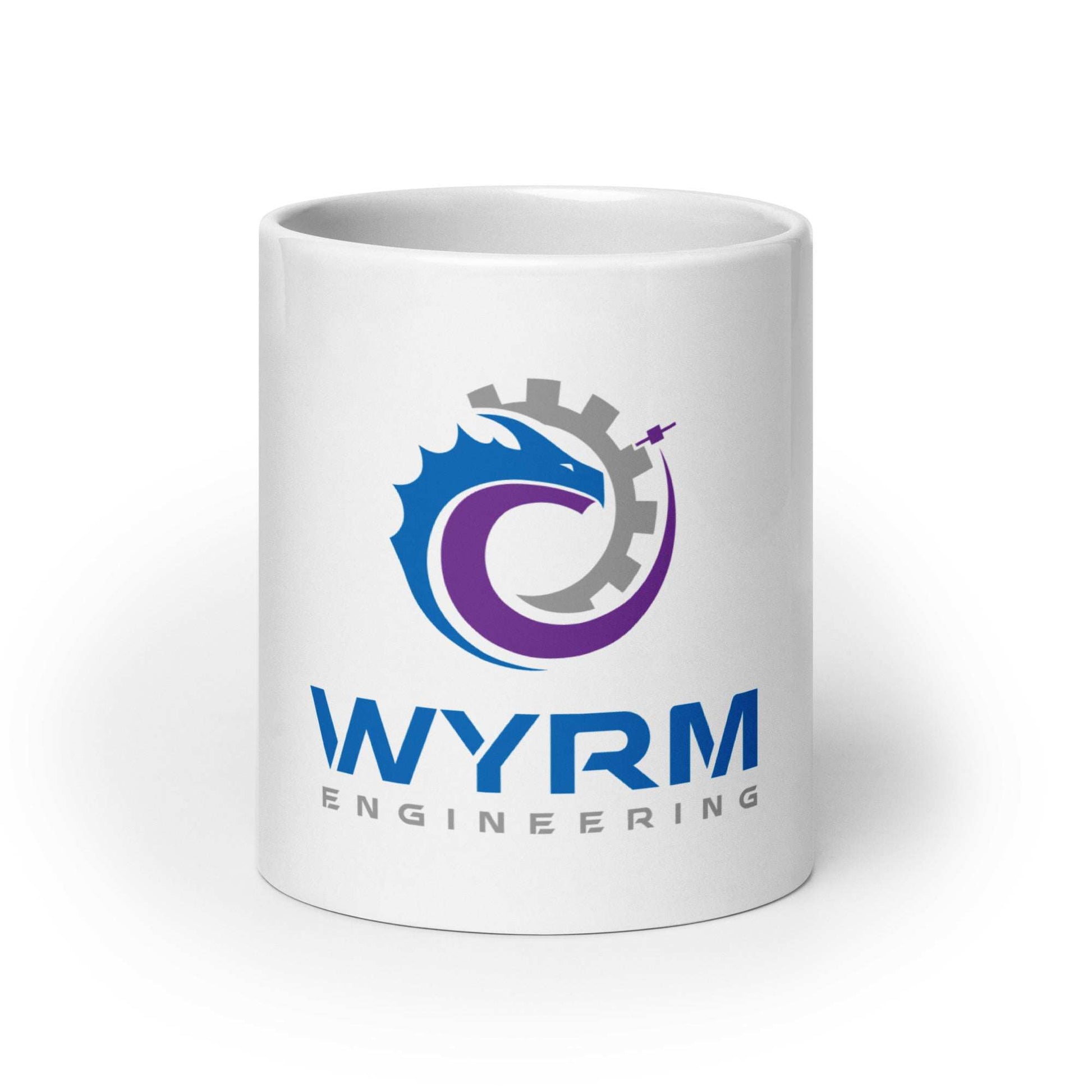 wyrm engineering logo white glossy coffee drinking mug